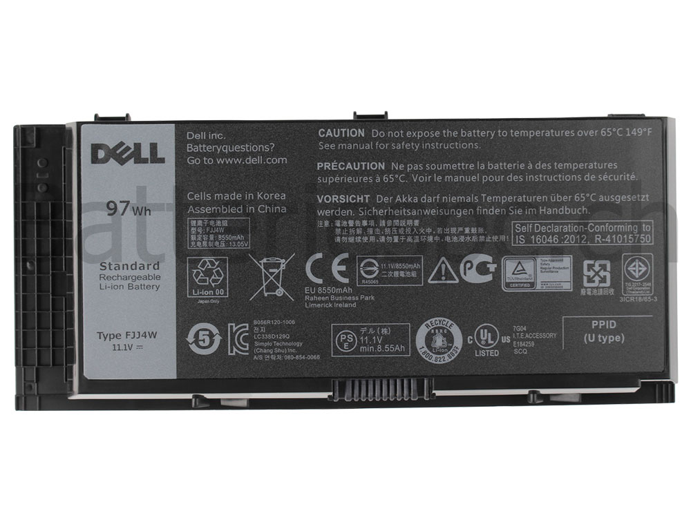 97Wh Batterie Original pour Dell Precision M4800 P20E