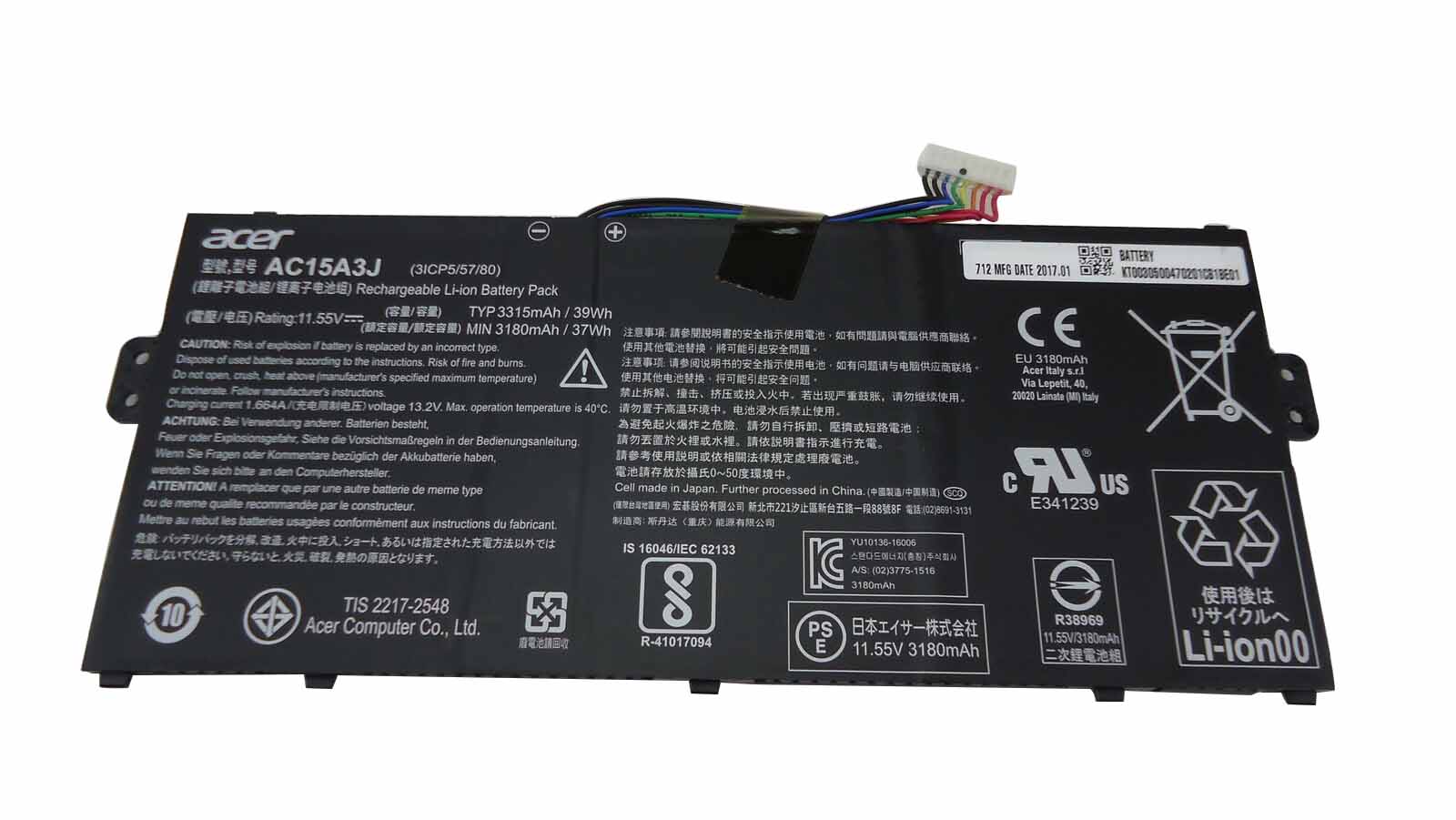 3315mAh 39Wh Batterie Acer AC15A3J