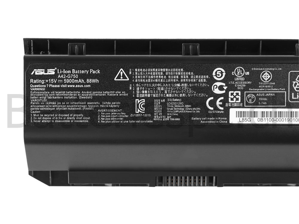 5900mAh Batterie Original pour Asus G750JY-T4031P G750JY-T4009H-BE