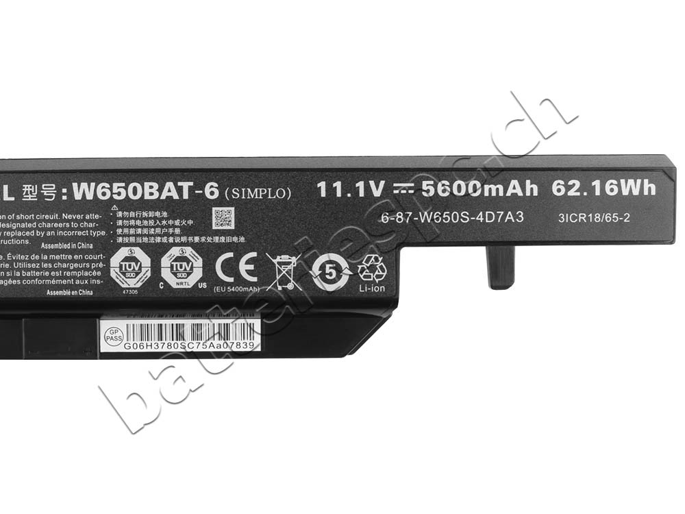 Original 5600mAh 62.16Wh Batterie Clevo 6-87-N650S-4U4