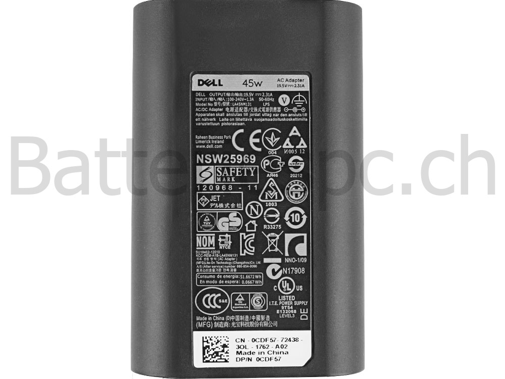 45W Dell Inspiron 11 3168 P25T Original AC Adaptateur Chargeur