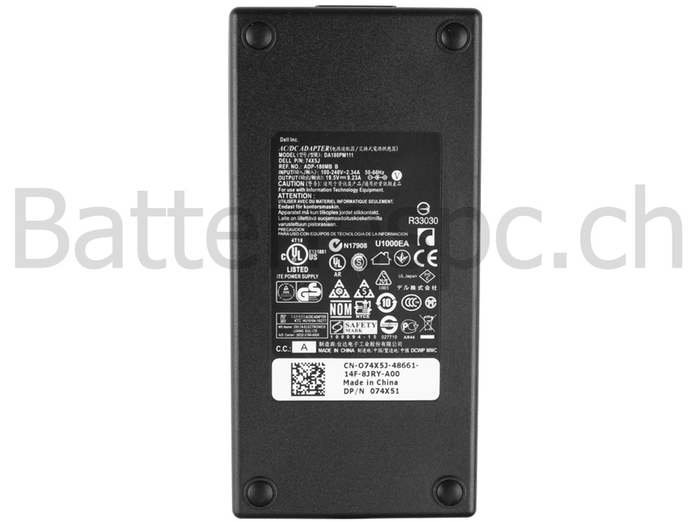 180W Original AC Adaptateur Chargeur pour Dell P21F JVF3V FA180PM111