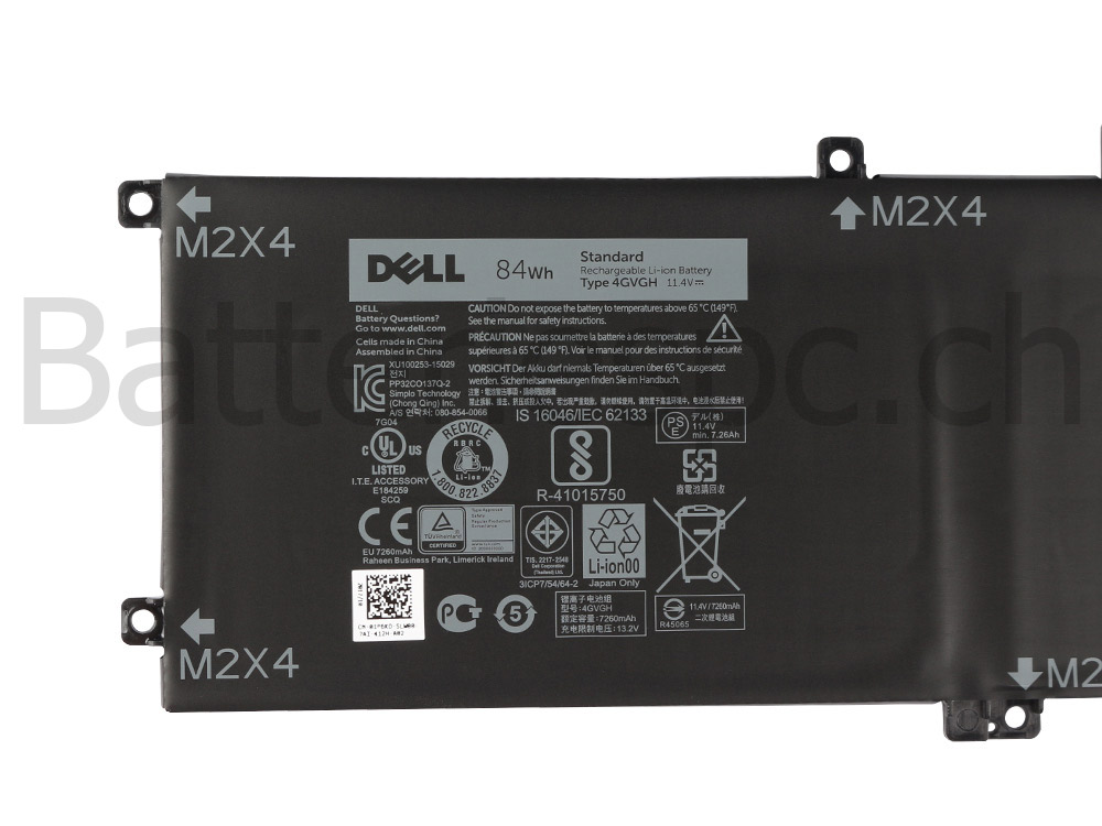 Original 84Wh 7600mAh Dell T453X Batterie