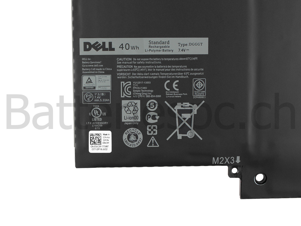 40Wh Batterie Dell XPS 11 9P33 P16T P16T001