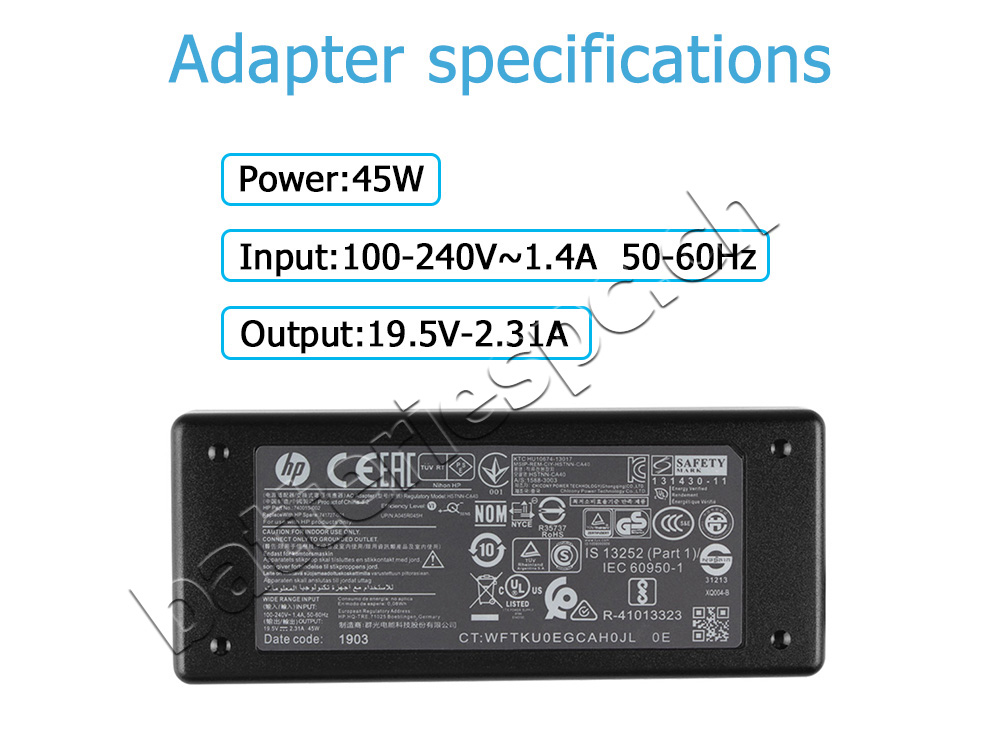 45W AC Adaptateur Chargeur HP ProBook 11 EE G1 Dock F7M97AA