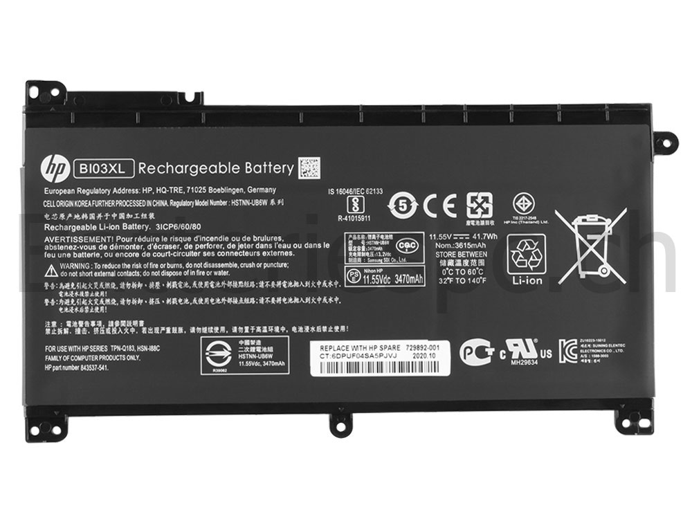 41.7Wh Original Batterie HP Pavilion x360 13-u001na 13-u022tu