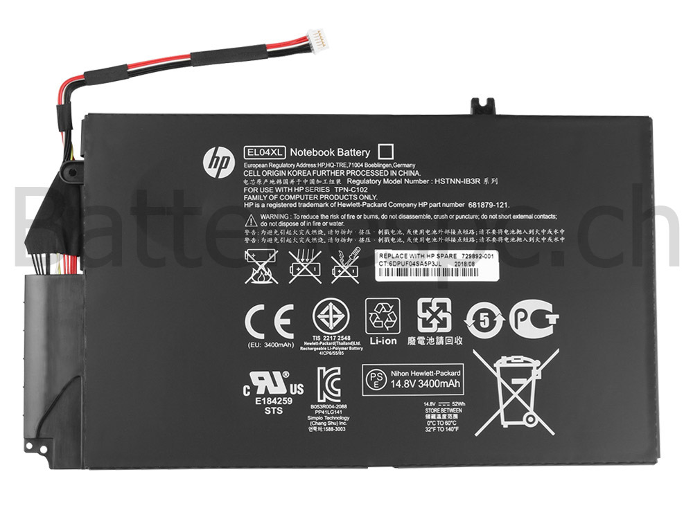 3400mAh Batterie Original Sleekbook pour HP Envy TouchSmart 4-1279sf