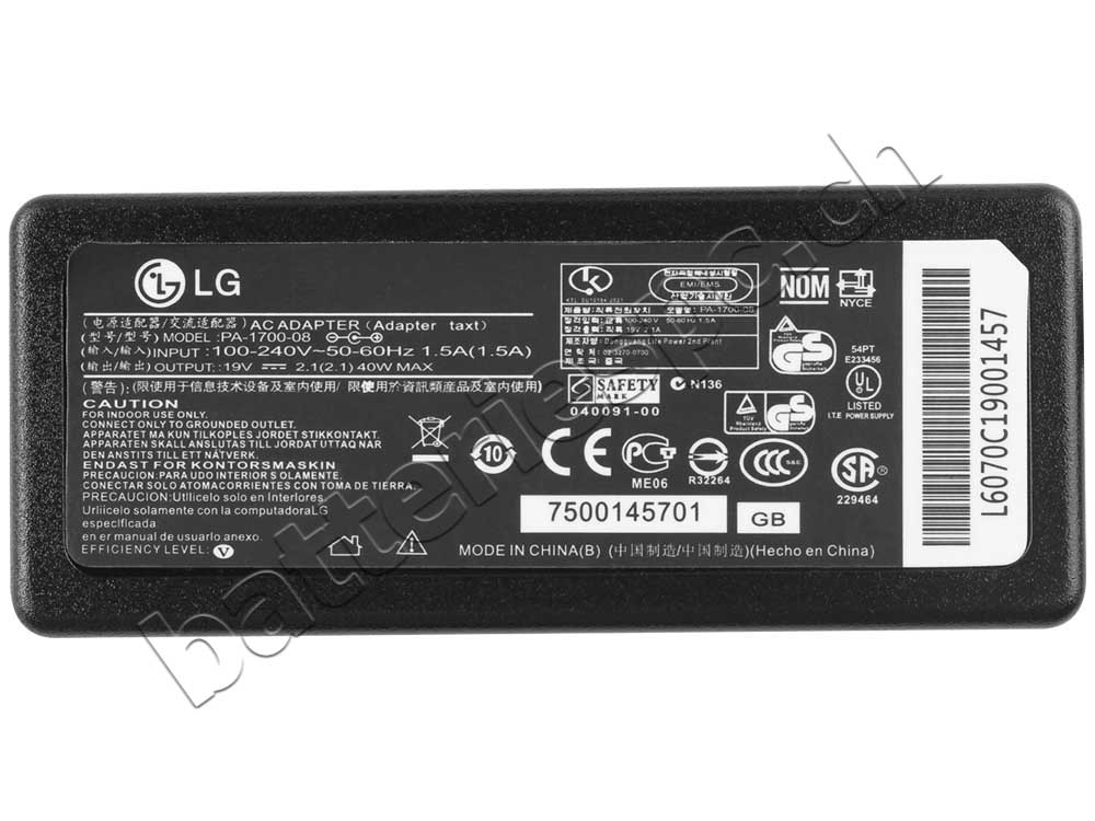 40W AC Adaptateur Chargeur pour LG IPS235P iPS235P-BN IPS235V-BN