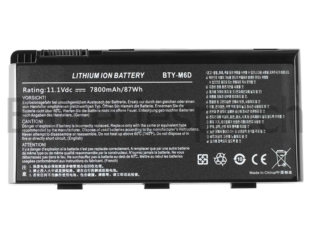 7800mAh Batterie pour MSI BTY-M6D E6603