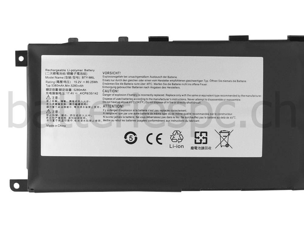 Original 5380mAh Batterie MSI BTY-M6L