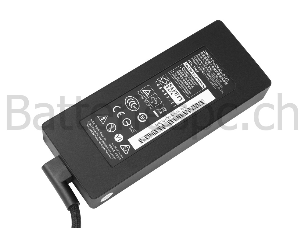 Original 200W AC Adaptateur Chargeur Razer Blade 15 RZ09-03006E92-R3U1