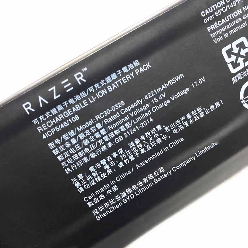 4221mAh 65Wh 4-Cellules Batterie Razer Blade 15 Advanced 2020 RZ09-0330x