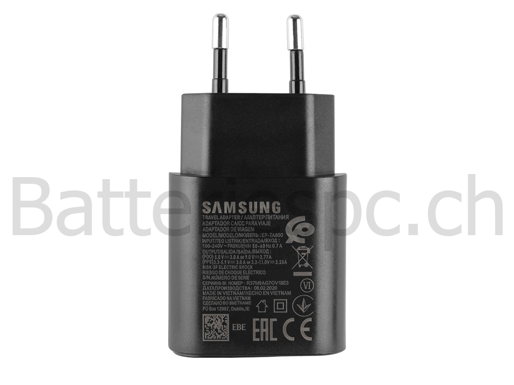 25W USB C Samsung Galaxy A02s SM-A025M/DS AC Adaptateur Chargeur