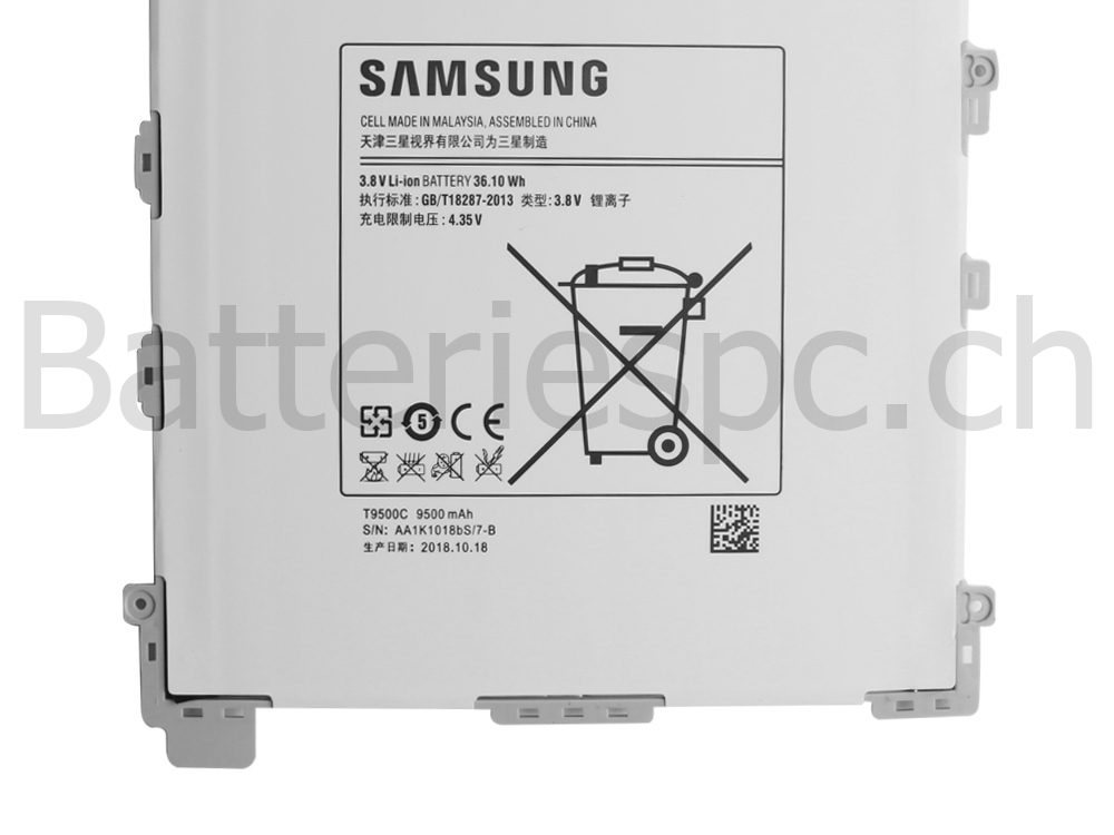 9500mAh Batterie Original pour Samsung P9000 SM-P9000 SM-P9000ZKFXAR