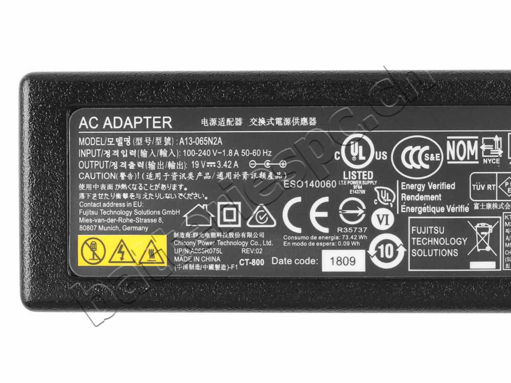 65W Original AC Adaptateur Chargeur pour Fujitsu Lifebook AH555 AH556 A555G