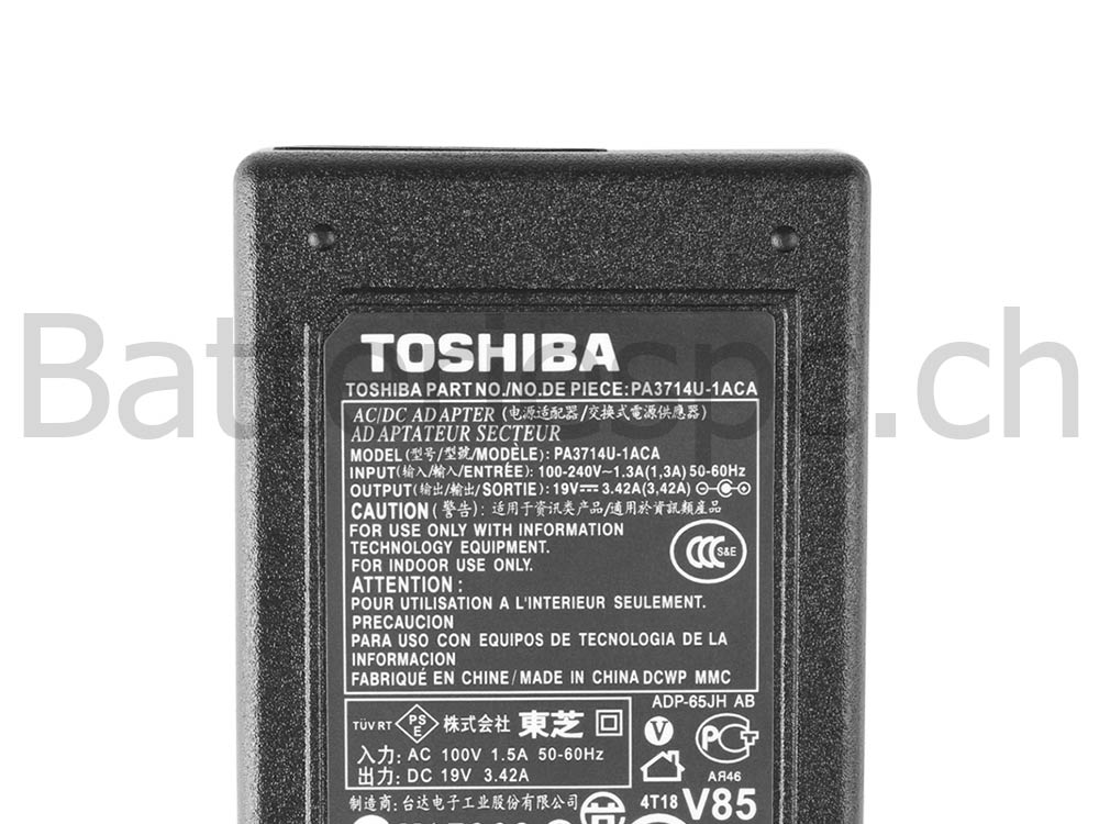 65W Original AC Adaptateur Chargeur pour Toshiba Satellite C50t-A C